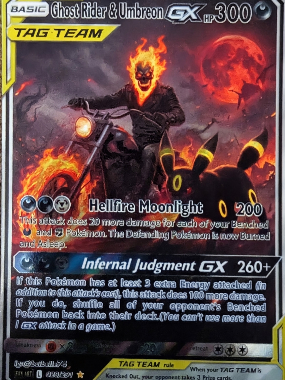 Ghost Rider & Umbreon GX Tag Team Card - Black & Orange